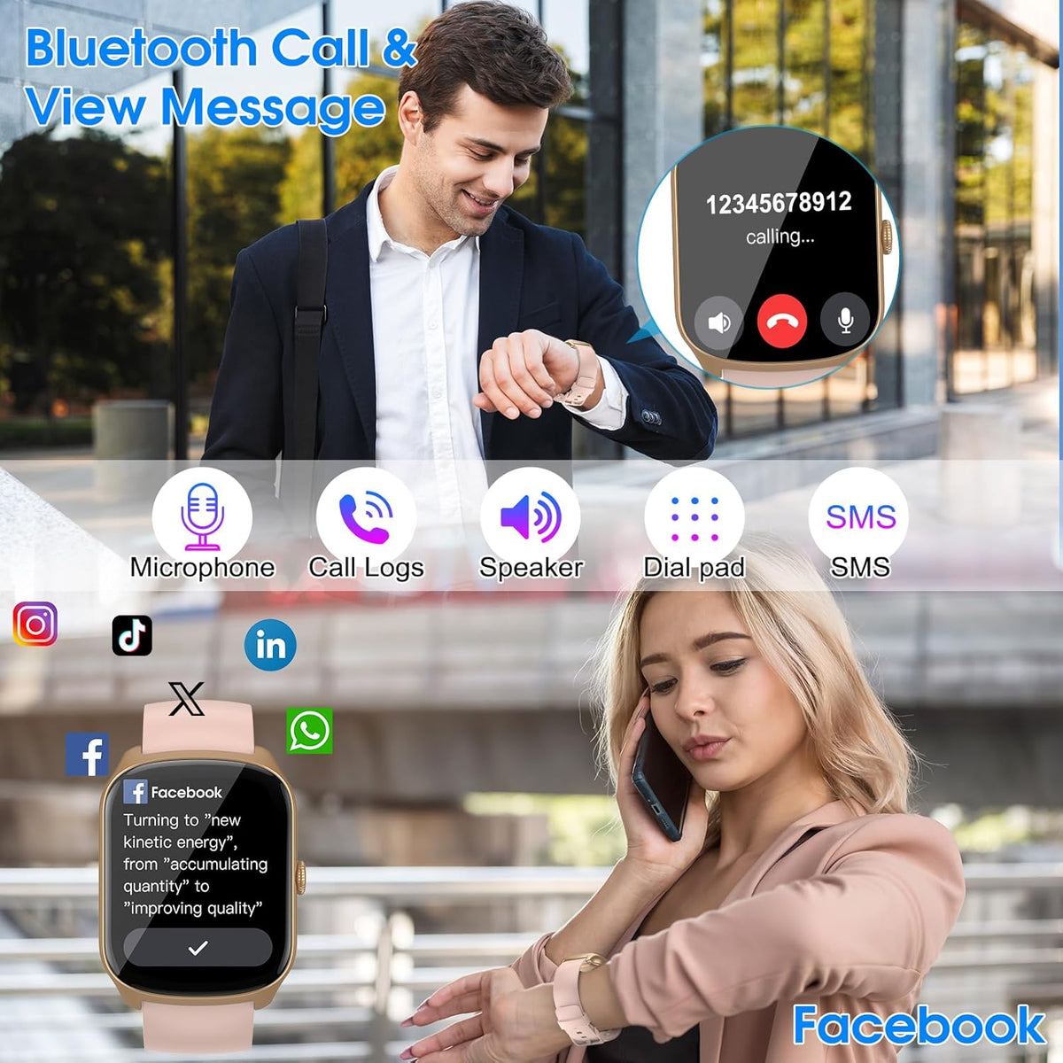 Smart Watch for Men Women, 1.95" HD Smartwatch (Dial/Answer Calls)