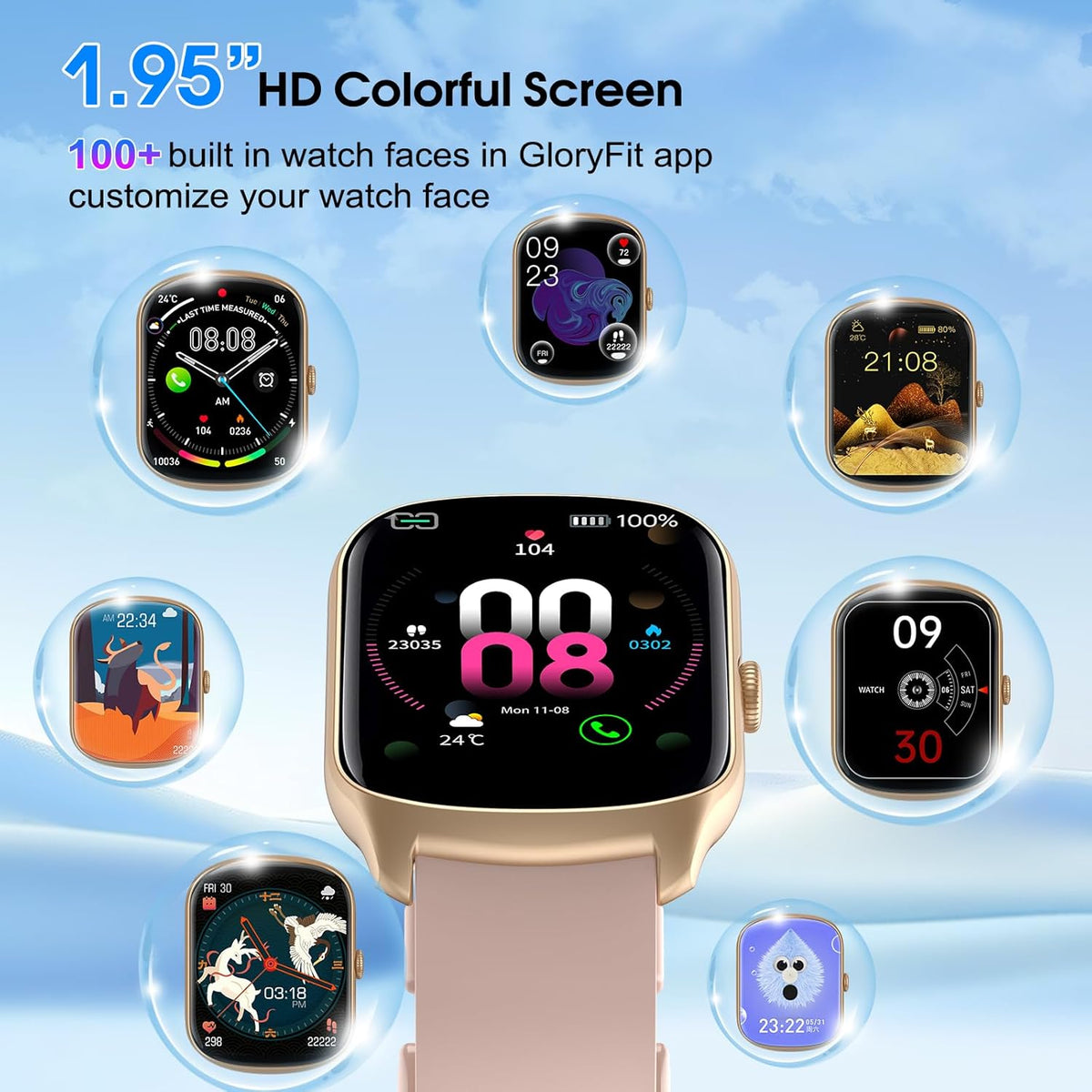 Smart Watch for Men Women, 1.95" HD Smartwatch (Dial/Answer Calls)