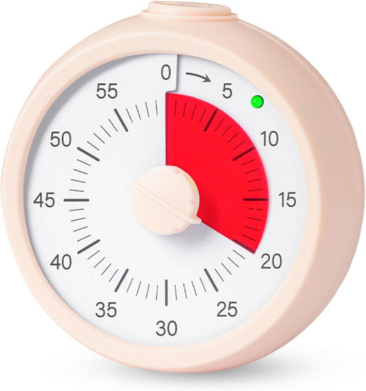 Visual Timer for Kids 60 Minute Countdown Timer for Classroom Study Office Kitchen with Silent Operation RoundTimer (Pink)