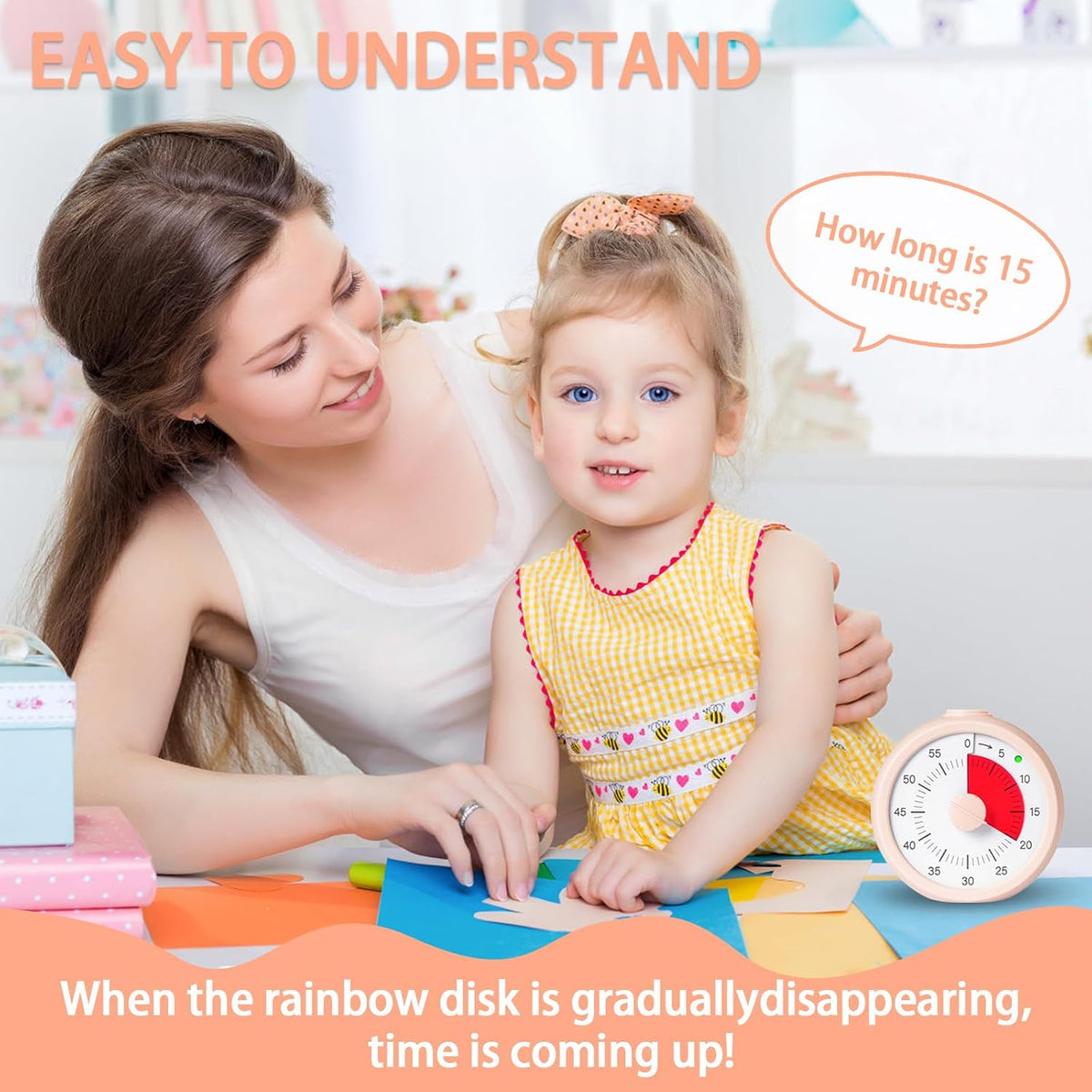 Visual Timer for Kids 60 Minute Countdown Timer for Classroom Study Office Kitchen with Silent Operation RoundTimer (Pink)