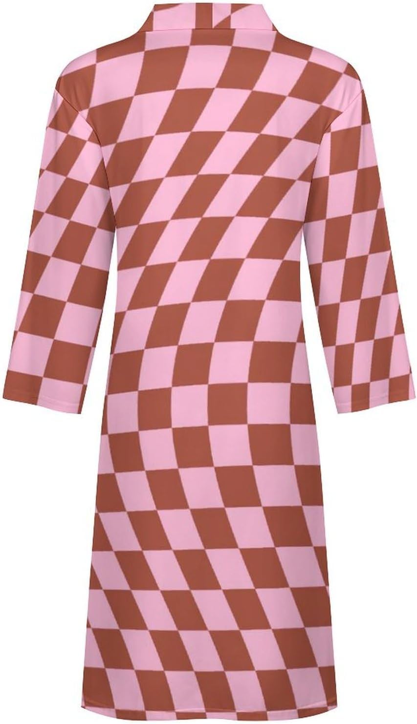 Womens Retro Star Stripes Bathrobe Mens Knit Pajamas Robe With Self Tie Belt Waist Knee Length Spa Robes For Travel