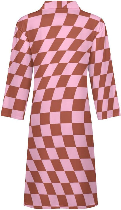 Womens Retro Star Stripes Bathrobe Mens Knit Pajamas Robe With Self Tie Belt Waist Knee Length Spa Robes For Travel