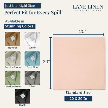 LANE LINEN Table Cloth Napkins Set of 6 - Reusable Napkins with Hemmed Edges - 20 x 20 Inches - 100% Polyester Fabric - Durable Dinner Napkins for Parties, Weddings and Lunch/Dinner - Peach Blush