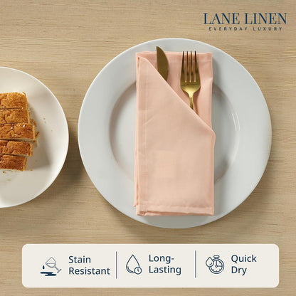 LANE LINEN Table Cloth Napkins Set of 6 - Reusable Napkins with Hemmed Edges - 20 x 20 Inches - 100% Polyester Fabric - Durable Dinner Napkins for Parties, Weddings and Lunch/Dinner - Peach Blush