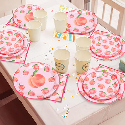 50 Pcs Peach Paper Napkins Watercolor Pink Peach Fruit Disposable Napkins Summer Luncheon Dinner Napkin for Birthday Baby Shower Party Table Supplies