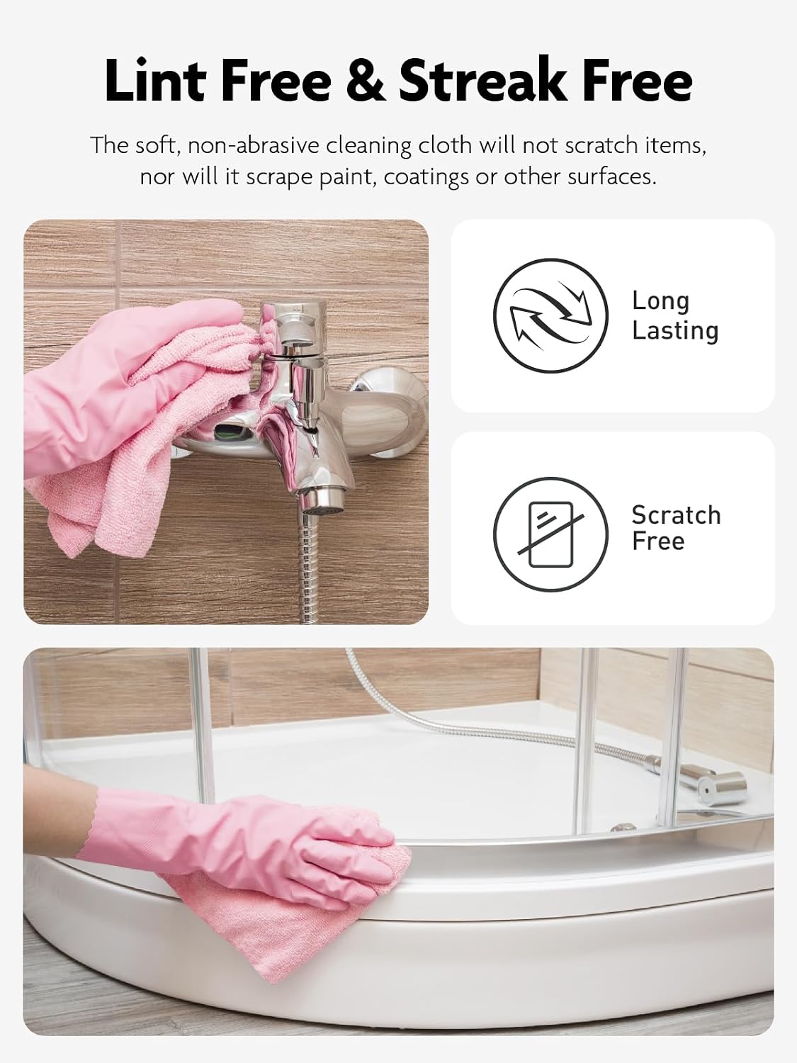 Microfiber Cleaning Cloth Roll- 40 Sheets, 12" x 12" (Pink)