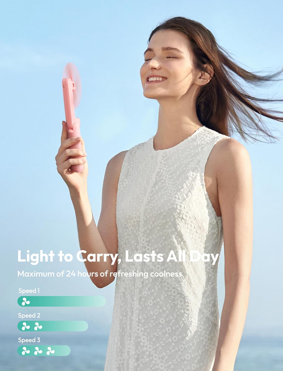 Slim Handheld Fan, Thin Portable Fan, USB Rechargeable
