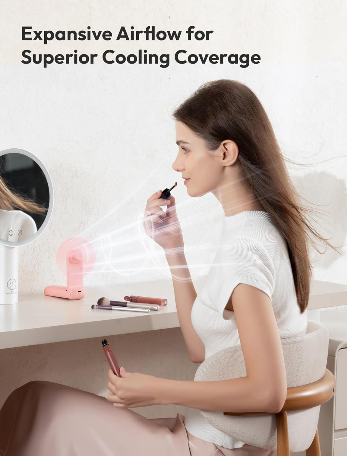 Slim Handheld Fan, Thin Portable Fan, USB Rechargeable