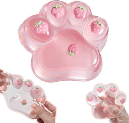 Large Cat Paw Taba Squishy Squeeze Toys 5-inch Strawberry Pink Fufu Squishy Sensory Stress Relief Fidget Toys for Party Favors Sensory Anxiety Toys for Adults (Strawberry)