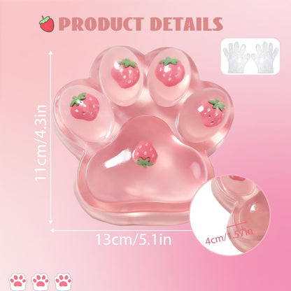 Large Cat Paw Taba Squishy Squeeze Toys 5-inch Strawberry Pink Fufu Squishy Sensory Stress Relief Fidget Toys for Party Favors Sensory Anxiety Toys for Adults (Strawberry)