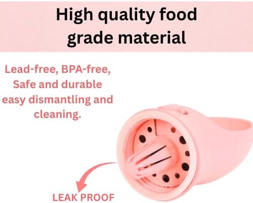 Portable Pet Water Bottle with Drinking Bowl, 12 oz, Pink and Turquoise (Pink, Medium)