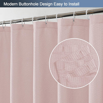 Pink Shower Curtain for Bathroom 72x72 Inch, 3D Embossed Textured Waffle Fabric Shower Curtains, Soft Hotel Farmhouse Style, Water Repellent, Machine Washable, Pink, 72" W x 72" L
