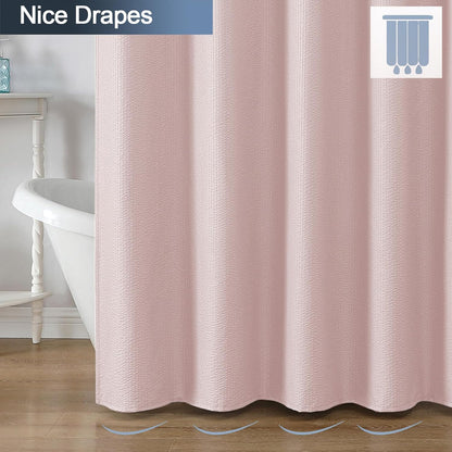 Pink Shower Curtain for Bathroom 72x72 Inch, 3D Embossed Textured Waffle Fabric Shower Curtains, Soft Hotel Farmhouse Style, Water Repellent, Machine Washable, Pink, 72" W x 72" L