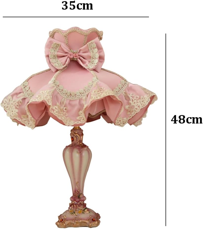 Vintage Pink Table Lamp Victorian Style Kids Table Lamp Girls Bedroom Rustic Bedside Lamp French Country Farmhouse Nightstand Lamp for Princess Room Children Room Nursery Desk Home