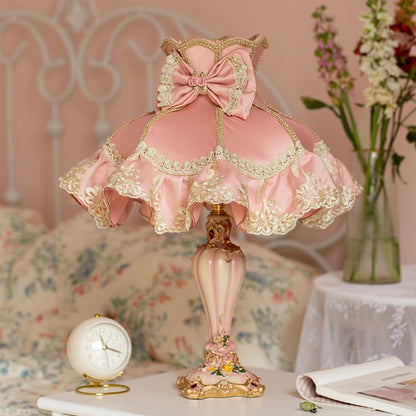 Vintage Pink Table Lamp Victorian Style Kids Table Lamp Girls Bedroom Rustic Bedside Lamp French Country Farmhouse Nightstand Lamp for Princess Room Children Room Nursery Desk Home