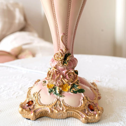 Vintage Pink Table Lamp Victorian Style Kids Table Lamp Girls Bedroom Rustic Bedside Lamp French Country Farmhouse Nightstand Lamp for Princess Room Children Room Nursery Desk Home