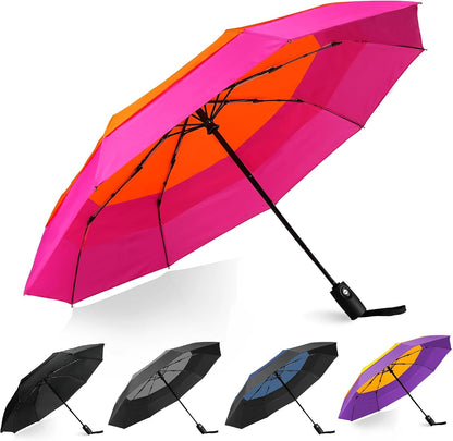 Windproof Compact Travel Umbrellas for Rain – Easy Auto Open Close, Automatic Durable Waterproof – Backpack, Portable, Lightweight Umbrellas for Travel