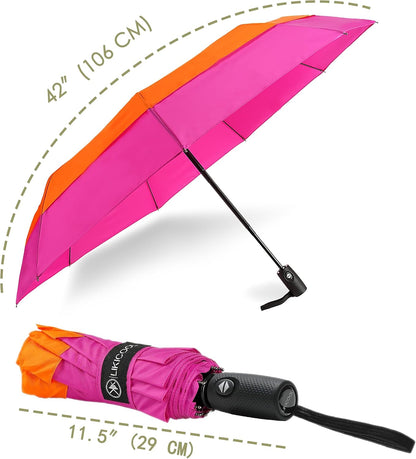 Windproof Compact Travel Umbrellas for Rain – Easy Auto Open Close, Automatic Durable Waterproof – Backpack, Portable, Lightweight Umbrellas for Travel