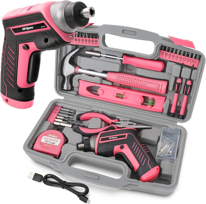 Hi-Spec 3.6V USB Electric Screwdriver for Home Repairs and Assembly, Pink