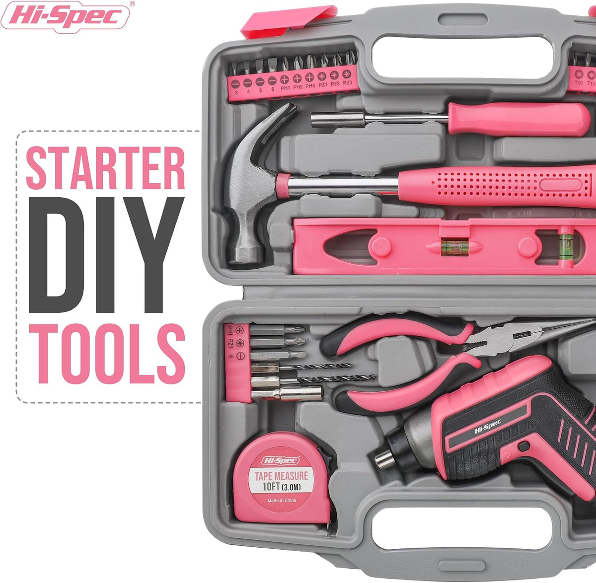 Hi-Spec 3.6V USB Electric Screwdriver for Home Repairs and Assembly, Pink