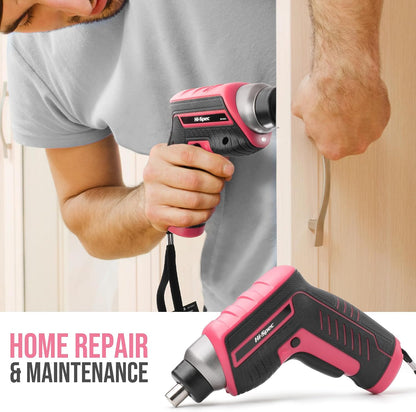 Hi-Spec 3.6V USB Electric Screwdriver for Home Repairs and Assembly, Pink