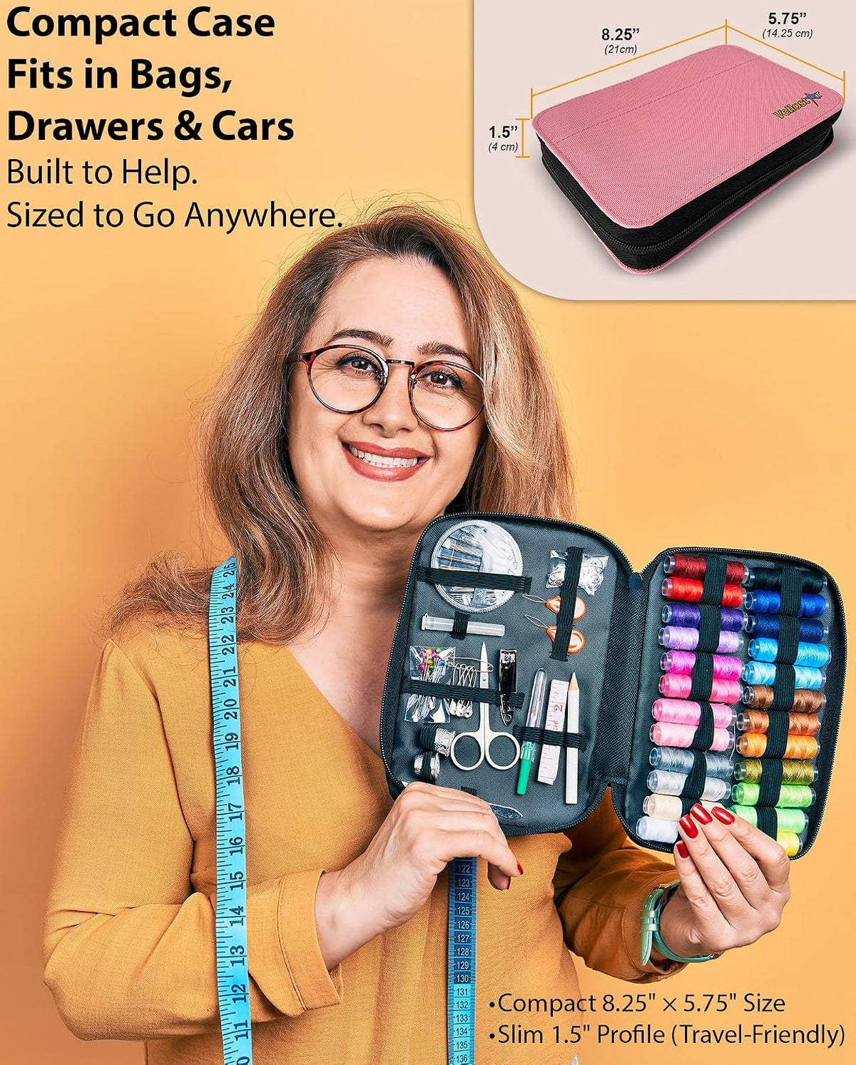 Sewing Kit for Adults, Teens & Kids - 100-Piece Pink Beginner Set