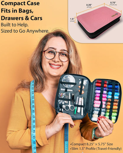 Sewing Kit for Adults, Teens & Kids - 100-Piece Pink Beginner Set