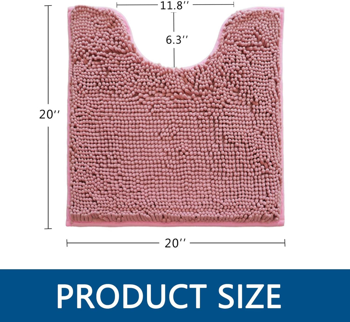 Toilet Rugs U-Shaped,20"x 20"Super Absorbent Chenille Bathroom Rugs and Strong PVC Non-Slip Backing for Toilets Rug Set,Machine Washable,Bath Mats for Bathrooms,Deep Pink