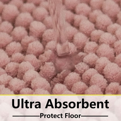 Toilet Rugs U-Shaped,20"x 20"Super Absorbent Chenille Bathroom Rugs and Strong PVC Non-Slip Backing for Toilets Rug Set,Machine Washable,Bath Mats for Bathrooms,Deep Pink