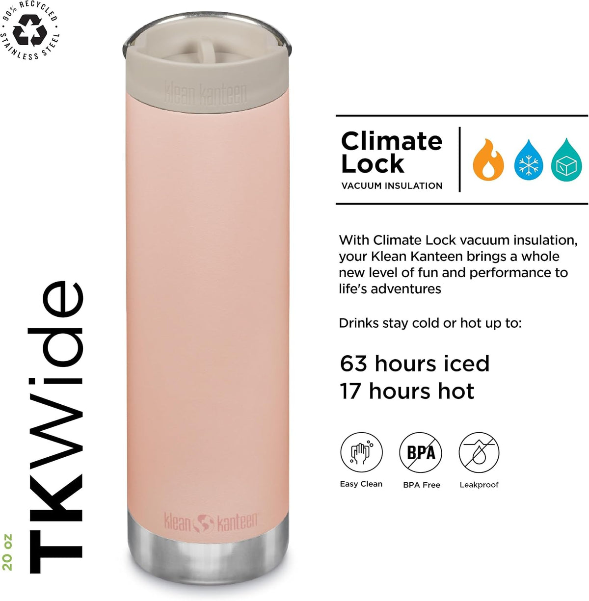 20oz TKWide Insulated Coffee Tumbler with Café Cap - Peach Parfait