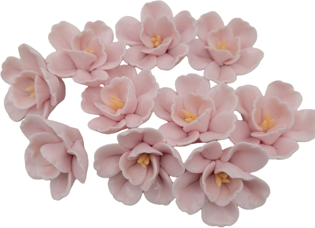 10PCS 3D Ceramics Flower Mosaic Tiles,DIY Making Creative Ceramic Mosaic Tiles for DIY Craft Plates Flowerpots Vases Cups Mosaic Making Supplies (3D Pink Flower)