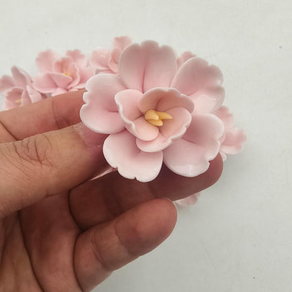 10PCS 3D Ceramics Flower Mosaic Tiles,DIY Making Creative Ceramic Mosaic Tiles for DIY Craft Plates Flowerpots Vases Cups Mosaic Making Supplies (3D Pink Flower)