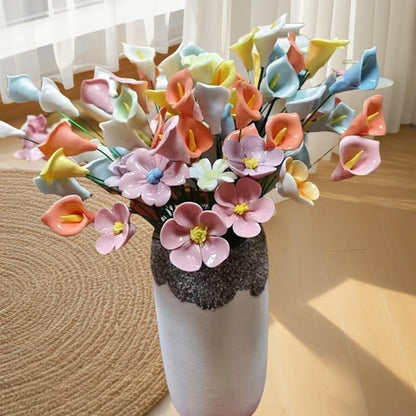 10PCS 3D Ceramics Flower Mosaic Tiles,DIY Making Creative Ceramic Mosaic Tiles for DIY Craft Plates Flowerpots Vases Cups Mosaic Making Supplies (3D Pink Flower)