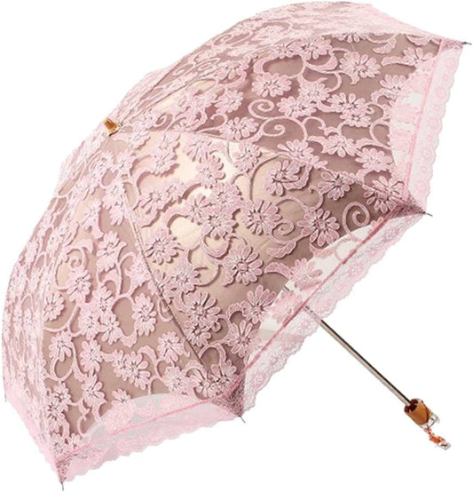 Lace Travel Parasol Folding Anti-uv Windproof Embroidery Umbrella