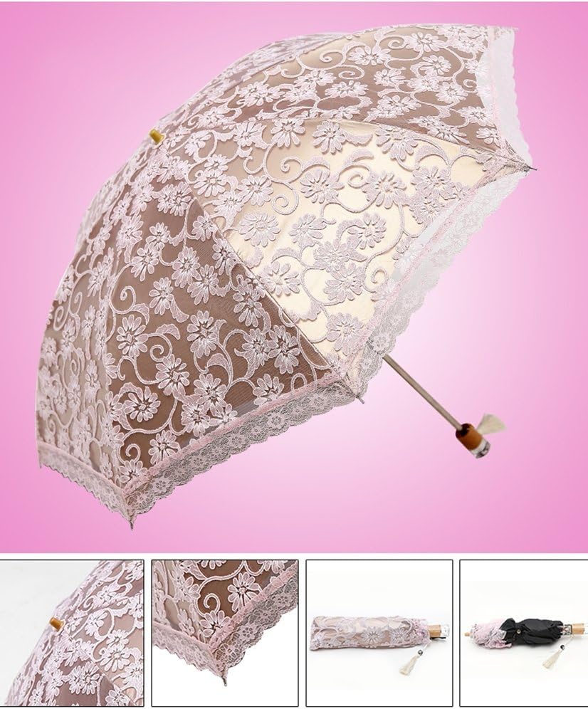 Lace Travel Parasol Folding Anti-uv Windproof Embroidery Umbrella