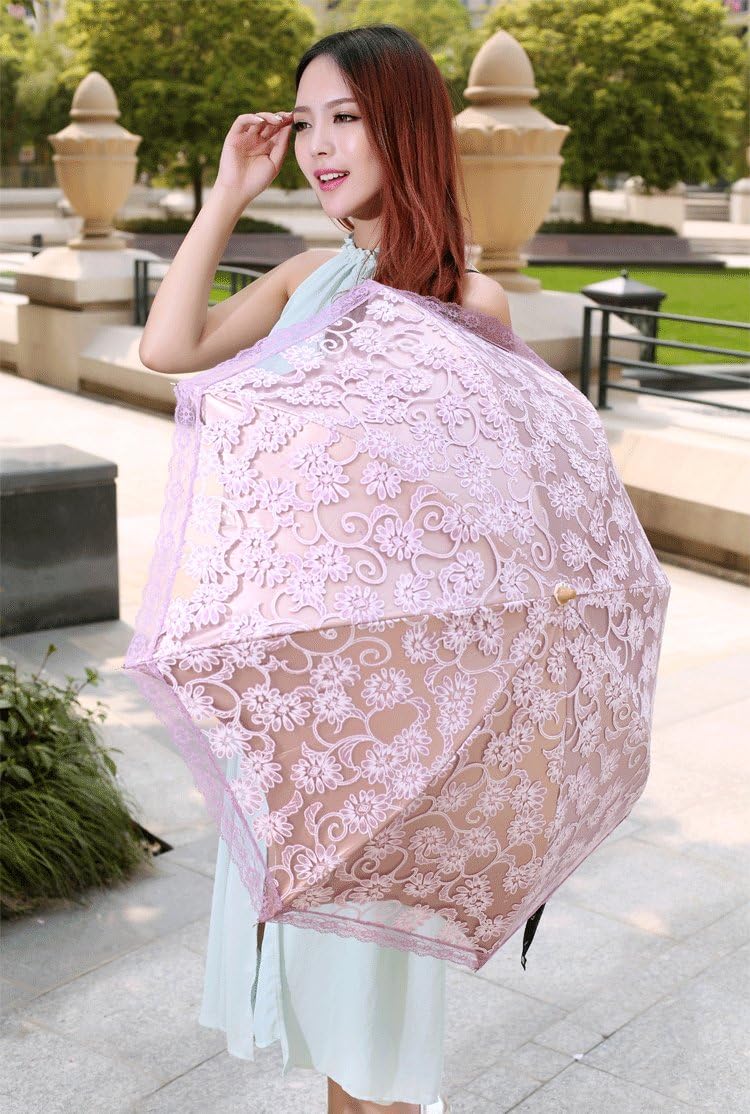 Lace Travel Parasol Folding Anti-uv Windproof Embroidery Umbrella