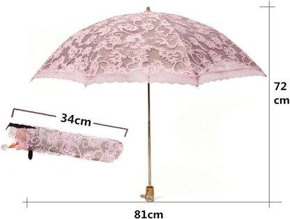 Lace Travel Parasol Folding Anti-uv Windproof Embroidery Umbrella