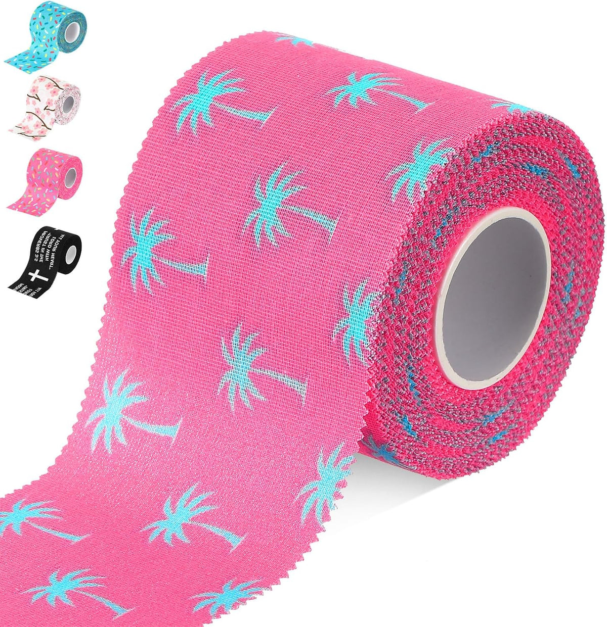 1 Pcs Wrist Tape Baseball Cross Christian Athletic Tape 2in x 23ft Sports Wrap Cotton for Football Hockey Soccer Baseball Fingers Ankles Wrist Injury Wrap (Coconut Tree,Pink)