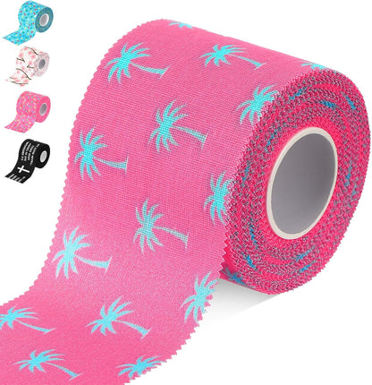 1 Pcs Wrist Tape Baseball Cross Christian Athletic Tape 2in x 23ft Sports Wrap Cotton for Football Hockey Soccer Baseball Fingers Ankles Wrist Injury Wrap (Coconut Tree,Pink)