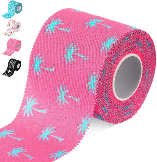 1 Pcs Wrist Tape Baseball Cross Christian Athletic Tape 2in x 23ft Sports Wrap Cotton for Football Hockey Soccer Baseball Fingers Ankles Wrist Injury Wrap (Coconut Tree,Pink)