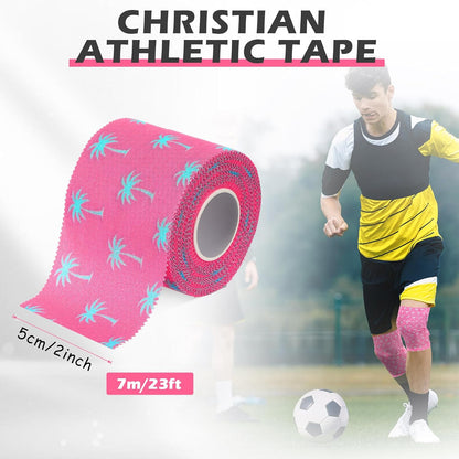 1 Pcs Wrist Tape Baseball Cross Christian Athletic Tape 2in x 23ft Sports Wrap Cotton for Football Hockey Soccer Baseball Fingers Ankles Wrist Injury Wrap (Coconut Tree,Pink)