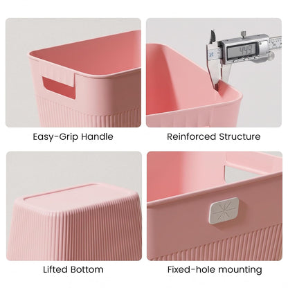 Slim Trash Can 3-Pack, 2.2 Gallon Plastic Wastebasket for Bathroom, Bedroom, Office, Kitchen with 4 Rolls Bags, Pink