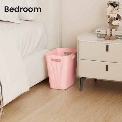 Slim Trash Can 3-Pack, 2.2 Gallon Plastic Wastebasket for Bathroom, Bedroom, Office, Kitchen with 4 Rolls Bags, Pink