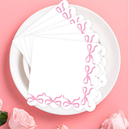Coquette Birthday Party Supplies, 50PCS Pink Coquette Bow Party Napkins for Bachelorette Bridal Baby Shower Tea Wedding Girl Boy Bow Theme Birthday Party