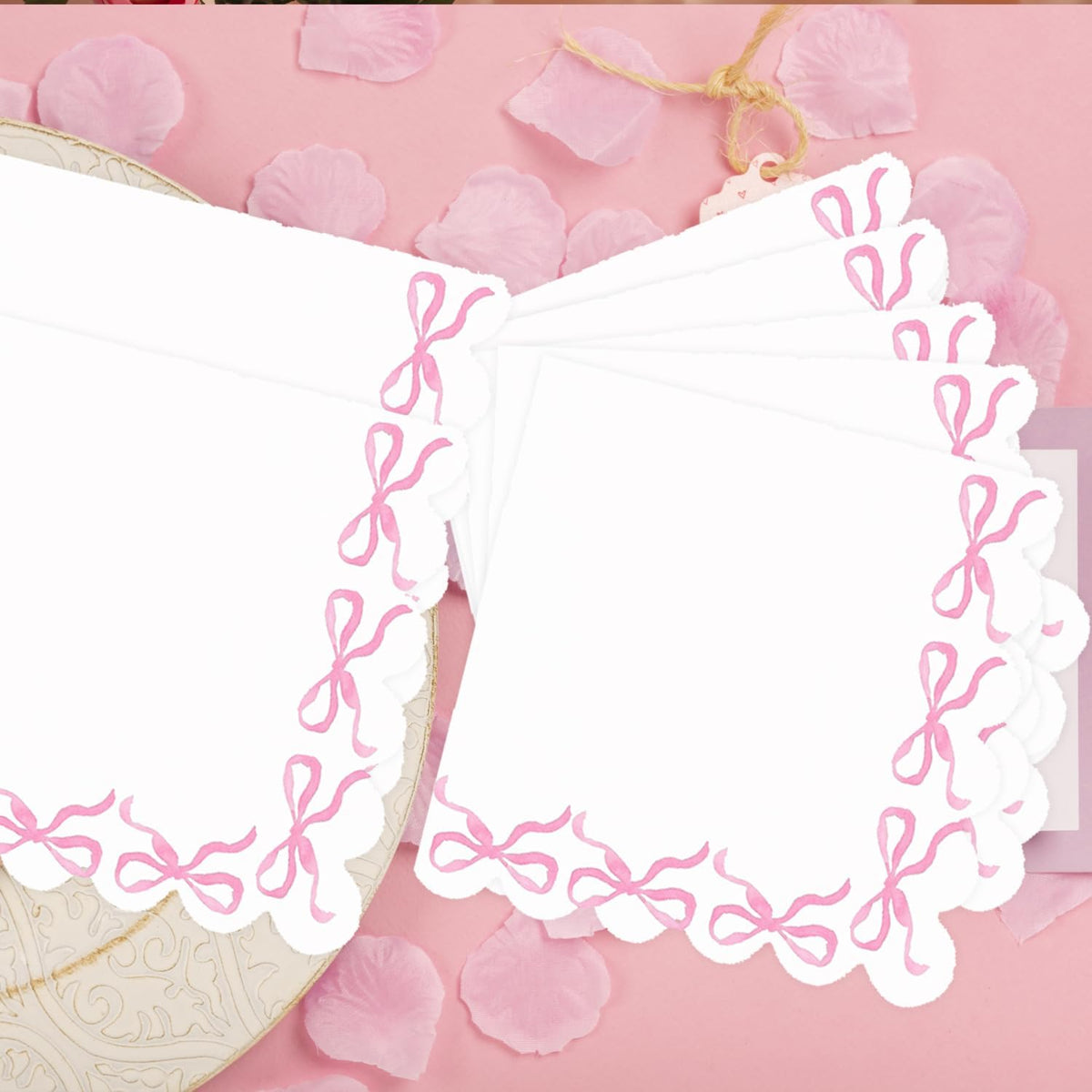 Coquette Birthday Party Supplies, 50PCS Pink Coquette Bow Party Napkins for Bachelorette Bridal Baby Shower Tea Wedding Girl Boy Bow Theme Birthday Party