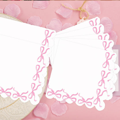 Coquette Birthday Party Supplies, 50PCS Pink Coquette Bow Party Napkins for Bachelorette Bridal Baby Shower Tea Wedding Girl Boy Bow Theme Birthday Party