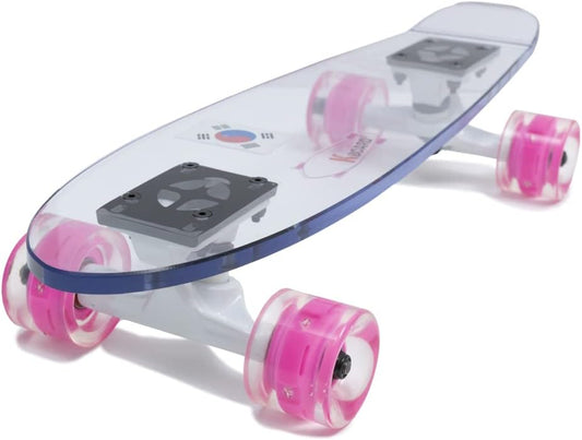 2 Pack Acrylic Clear Skateboard Bundle – 31" Complete Pro Skateboards with Polycarbonate Deck, LED PU Wheels, ABEC-11 Bearings, Durable Trucks for Kids, Teens & Adults, Made in Korea