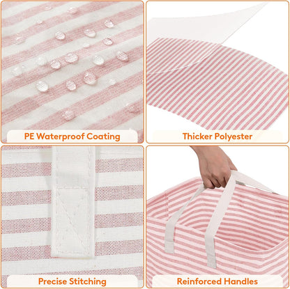 80L Large Laundry Baskets, 2 Pack, Reinforced Handles, Pink