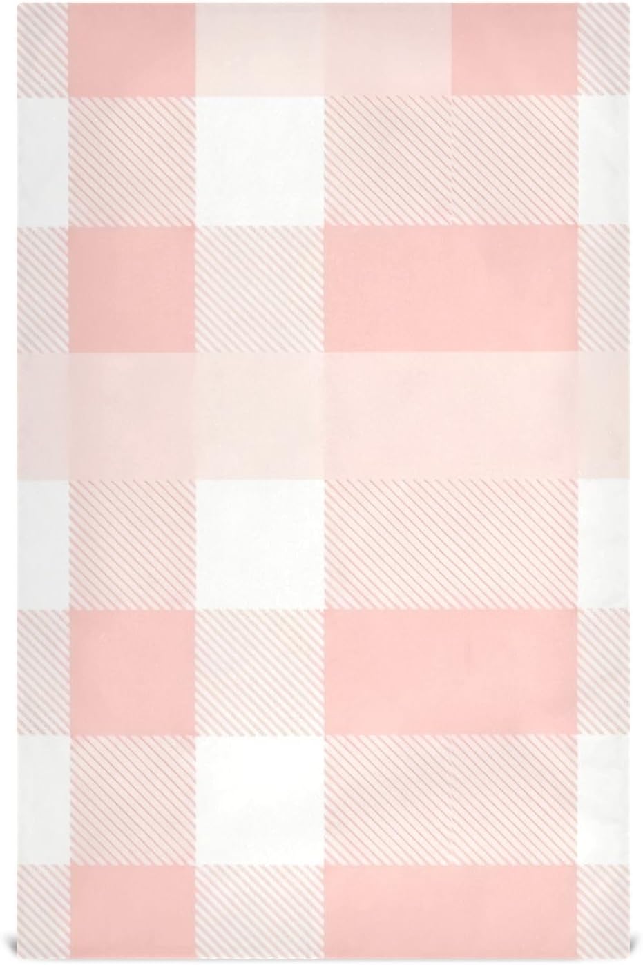 Pastel Pink White Plaid Dish Cloths and Towels, 28x18 Inches Absorbent Kitchen Towel Decor, Set of 4