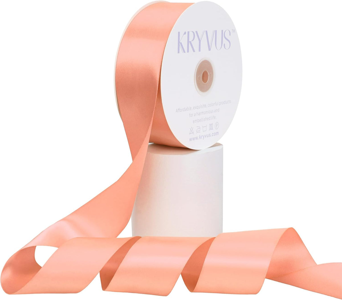 Peach Satin Ribbon, Double Faced 2 Inch X 50 Yards Peach Ribbon, Premium Satin Ribbons for Gift Wrapping, Crafts, Hair Bow Making, Sewing, Flower Bouquet, Wedding Party Decor